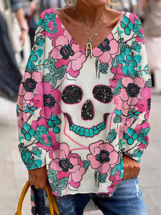 Реколта мексикански ден на мъртвите изкуство печат случайни v-врата отгоре