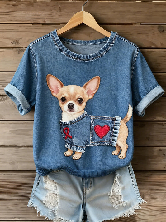 Жените реколта изкуство животно печат удобни тениска