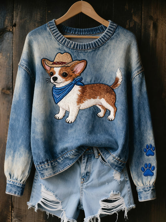 Жените реколта изкуство животински печат уютен плетен пуловер