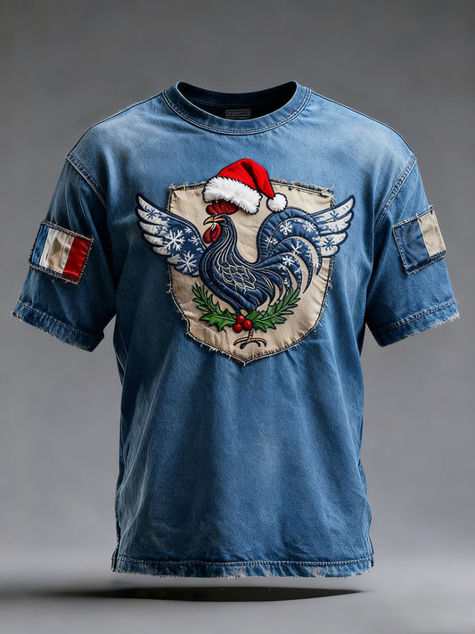 Мъжки реколта френски флаг ricard затруднени случайни тениска