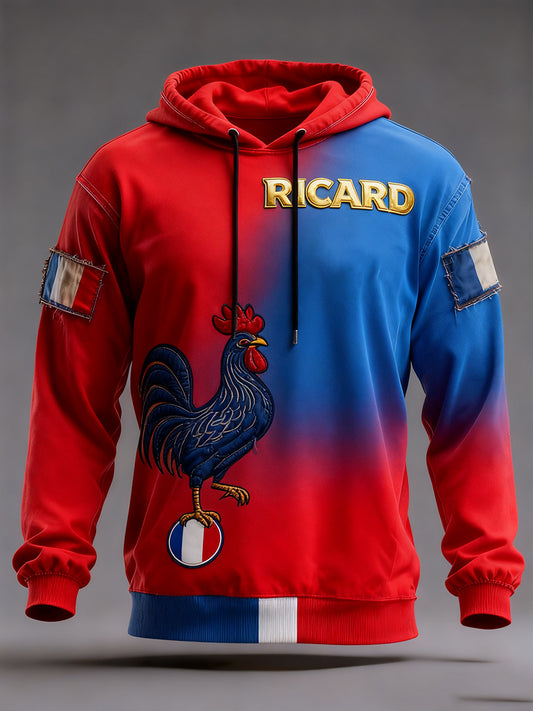 Мъжки френски флаг ricard случайни качулка