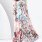 Елегантен цвете печатни v-врата шик шифон с дълги ръкави пълна hemline maxi рокля