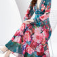 Елегантен цвете печатни v-врата шик шифон с дълги ръкави пълна hemline maxi рокля