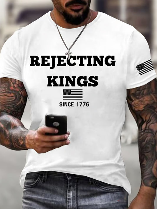 Мъжки fdt "no kings" печат тениска с къс ръкав