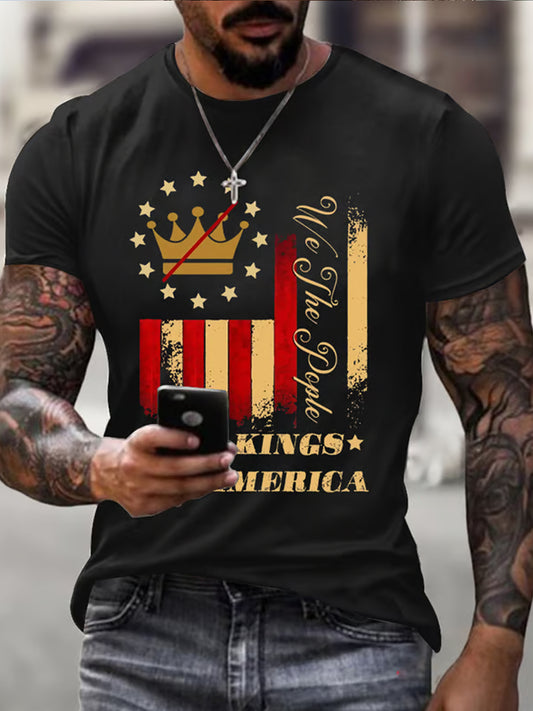 Мъжки fdt "no kings" печат тениска с къс ръкав