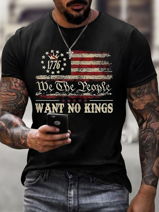 Мъжки fdt "no kings" печат тениска с къс ръкав