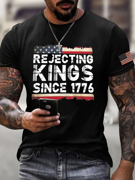 Мъжки fdt "no kings" печат тениска с къс ръкав