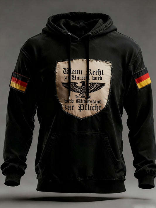 Мъжки реколта немски флаг изкуство печат hoodie