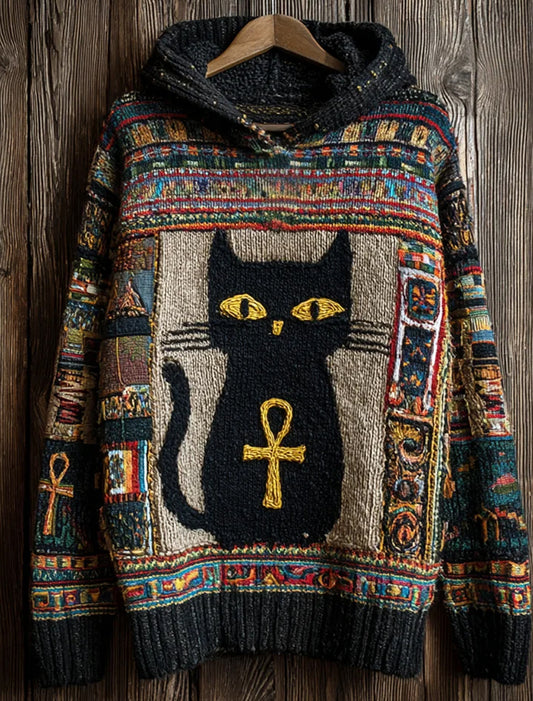 Жените реколта животински изкуство случайни комфорт плетене hoodie
