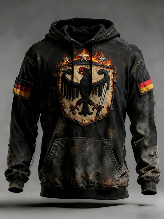 Мъжки реколта немски флаг изкуство печат hoodie