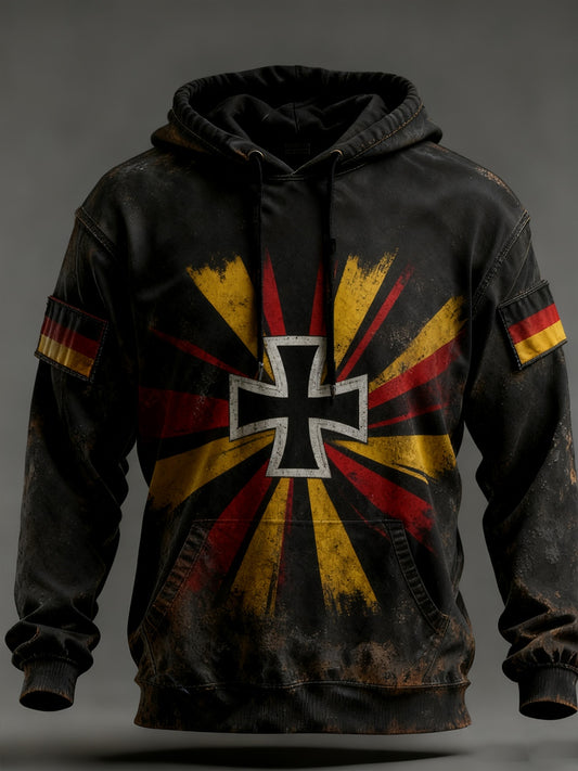 Мъжки реколта немски флаг изкуство печат hoodie