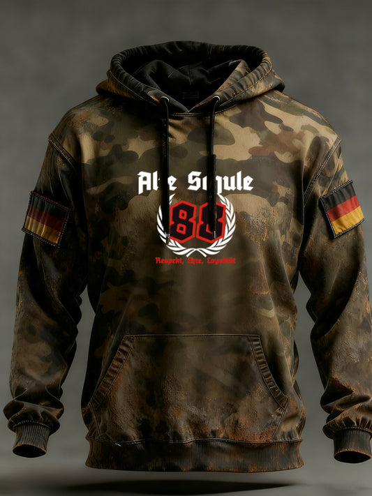 Мъжки реколта немски флаг изкуство печат hoodie