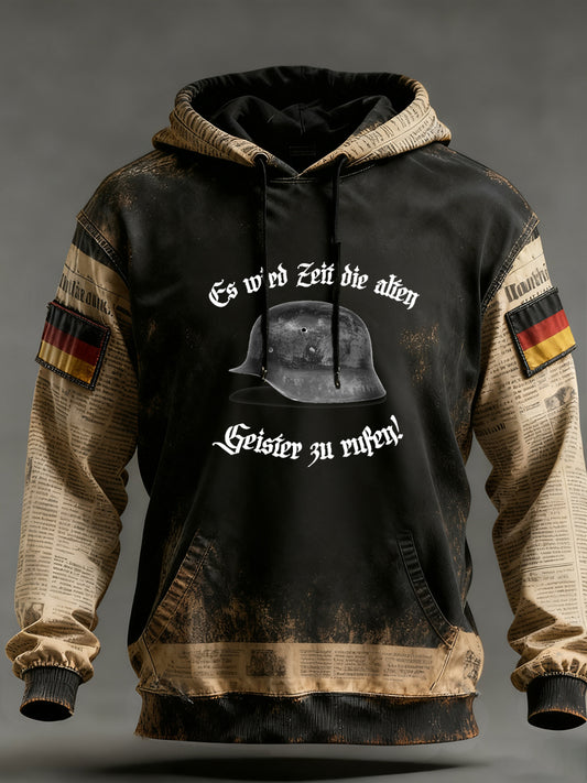 Мъжки реколта немски флаг изкуство печат hoodie