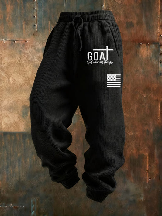 Мъжки ретро вяра печат хлабав ежедневни панталони