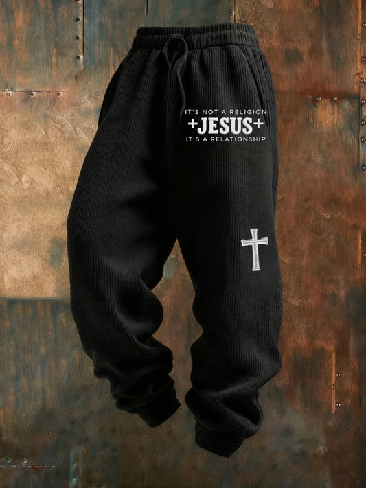 Мъжки ретро вяра печат хлабав ежедневни панталони