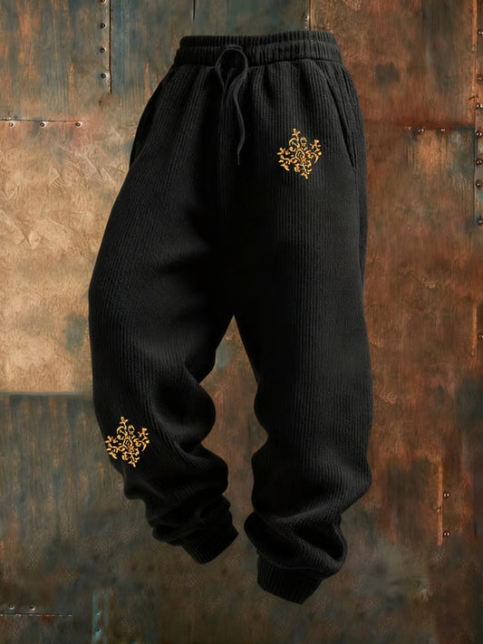 Мъжки ретро реколта печат бизнес хлабав ежедневни панталони