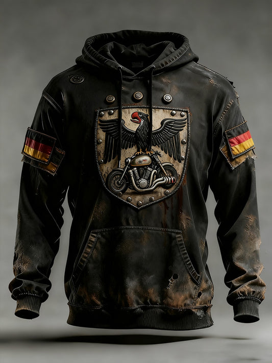 Мъжки реколта немски флаг изкуство печат hoodie