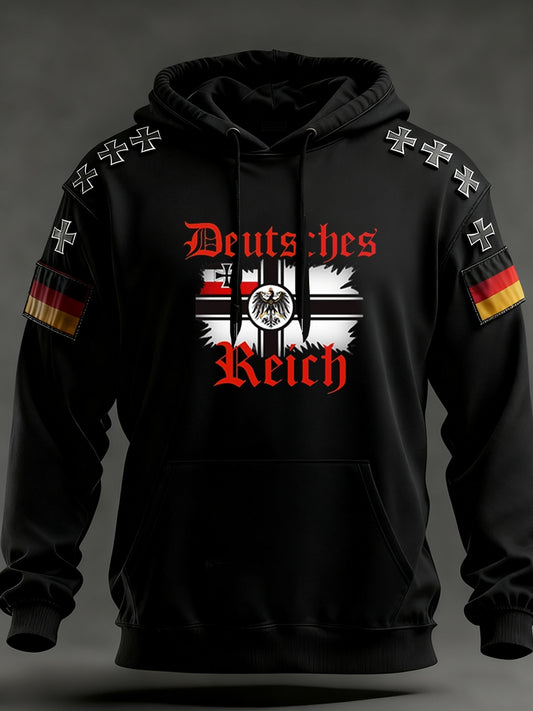 Мъжки реколта немски флаг изкуство печат hoodie