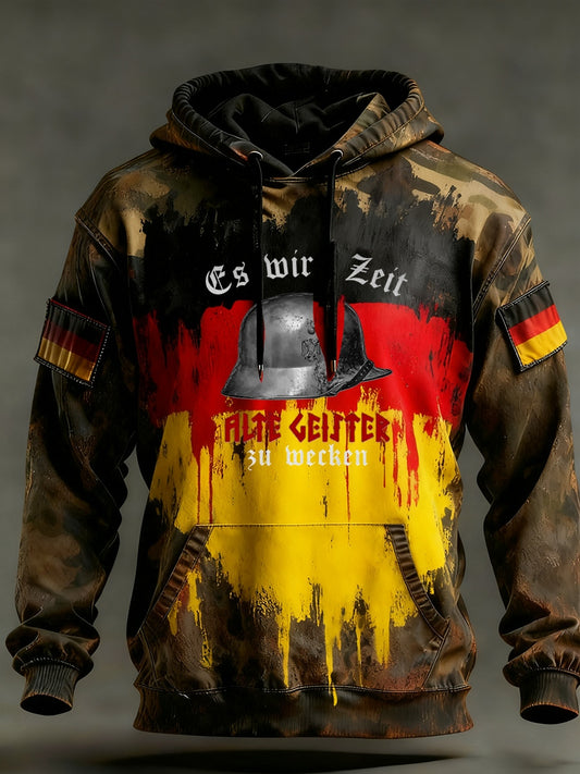 Мъжки реколта немски флаг изкуство печат hoodie