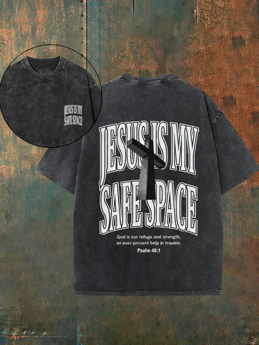 Мъжки реколта затруднено християнски измити случайни тениска