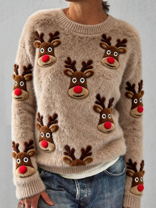 Жените реколта коледа изкуство печат уютен фланел суитчър