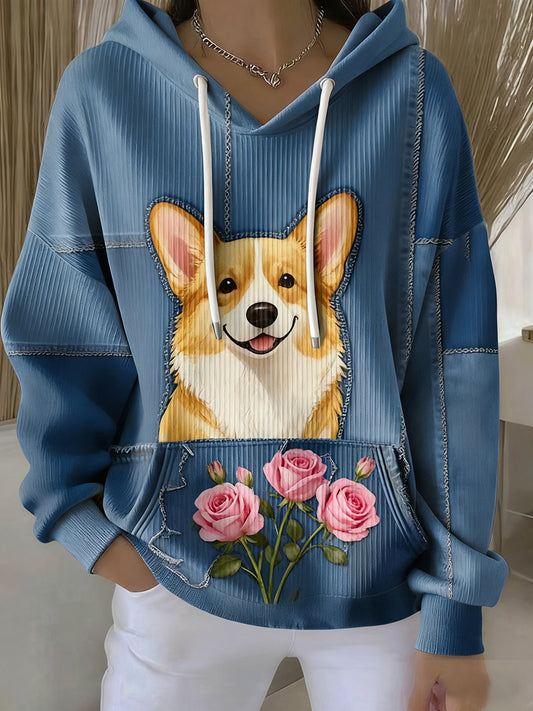 Жените реколта животно изкуство печат случайни ретро hoodi