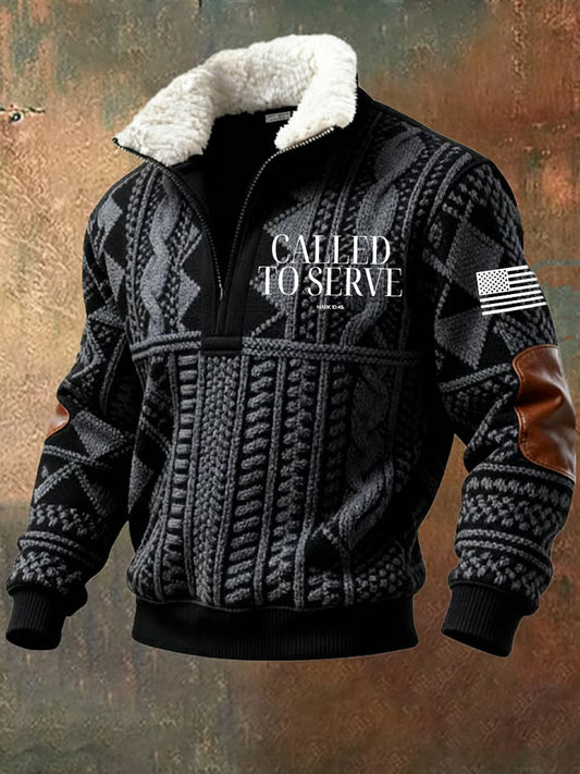 Мъжки реколта изкуство вяра случайни козина яка суитчър