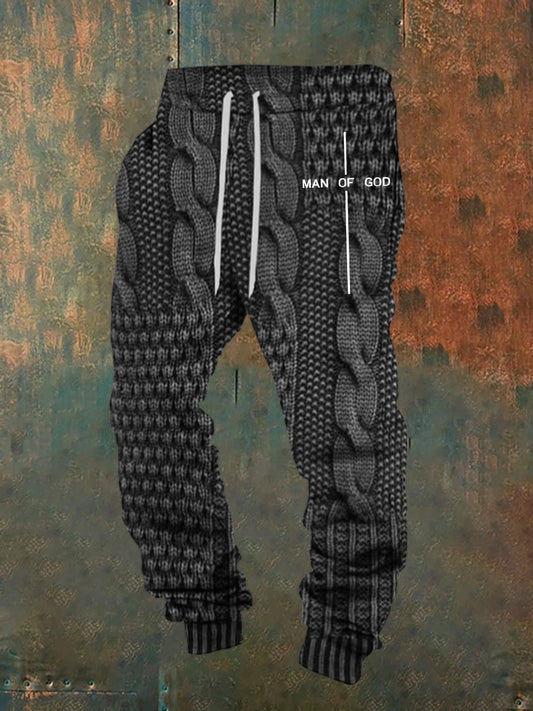 Мъжки ретро вяра печат хлабав ежедневни панталони