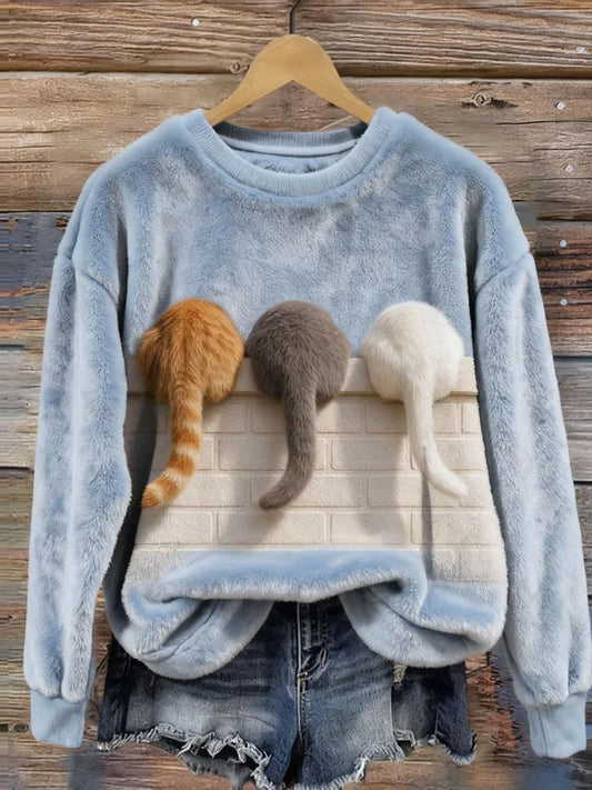 Жените ретро животно изкуство печат случайни фланел отгоре