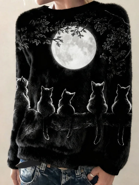 Жените ретро животно изкуство печат случайни фланел отгоре