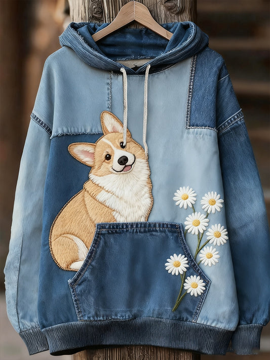 Унисекс животински изкуство печат случайни реколта качулка