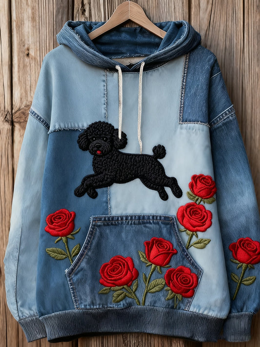 Унисекс животински изкуство печат случайни реколта качулка