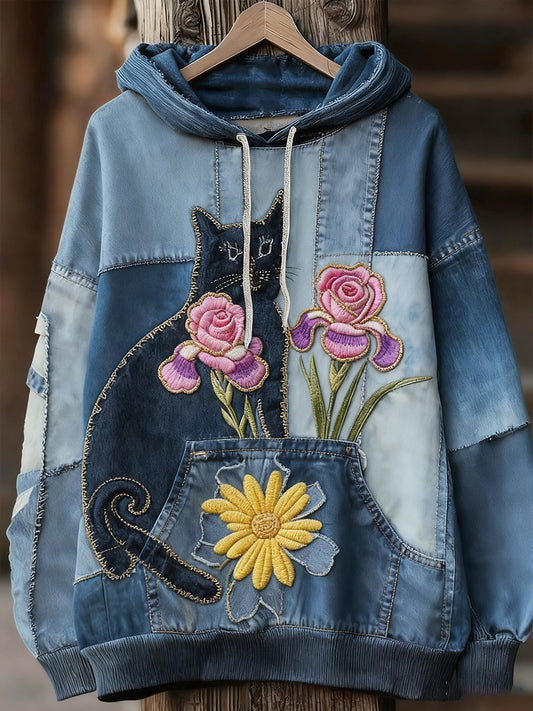 Унисекс животински изкуство печат случайни реколта качулка