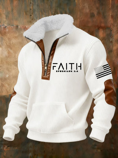 Мъжки реколта изкуство вяра случайни козина яка суитчър