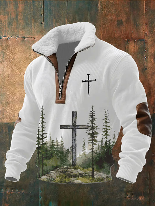 Мъжки реколта изкуство вяра случайни козина яка суитчър