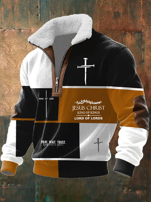 Мъжки реколта изкуство вяра случайни козина яка суитчър