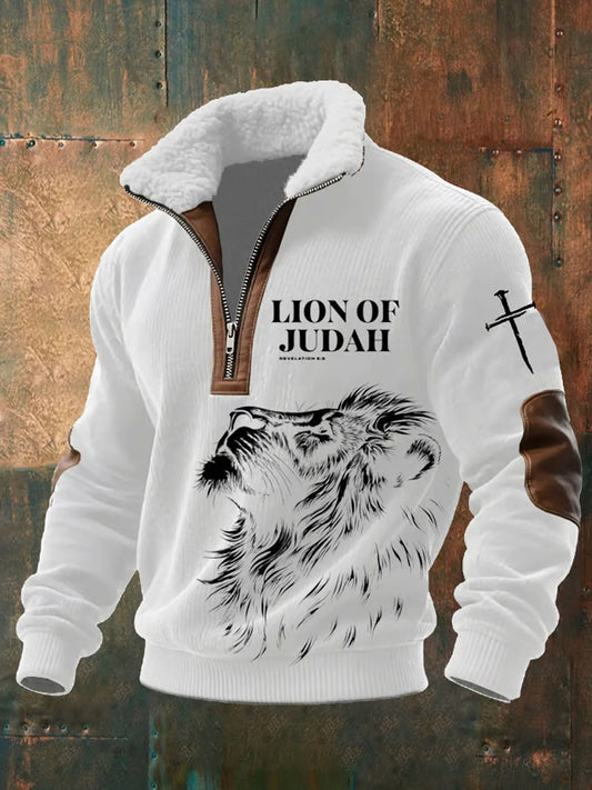 Мъжки реколта изкуство вяра случайни козина яка суитчър