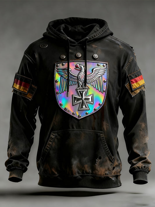 Мъжки реколта немски флаг изкуство печат hoodie