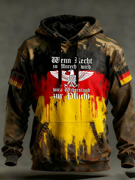 Мъжки реколта немски флаг изкуство печат hoodie