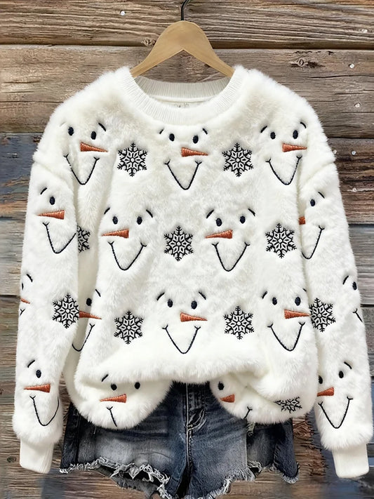 Жените реколта коледа изкуство печат уютен фланел суитчър