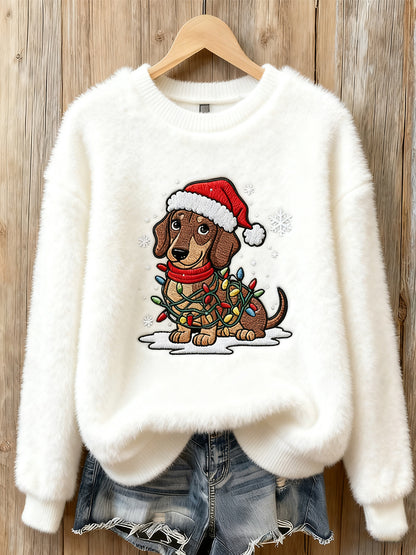 Жените реколта коледа изкуство печат уютен фланел суитчър