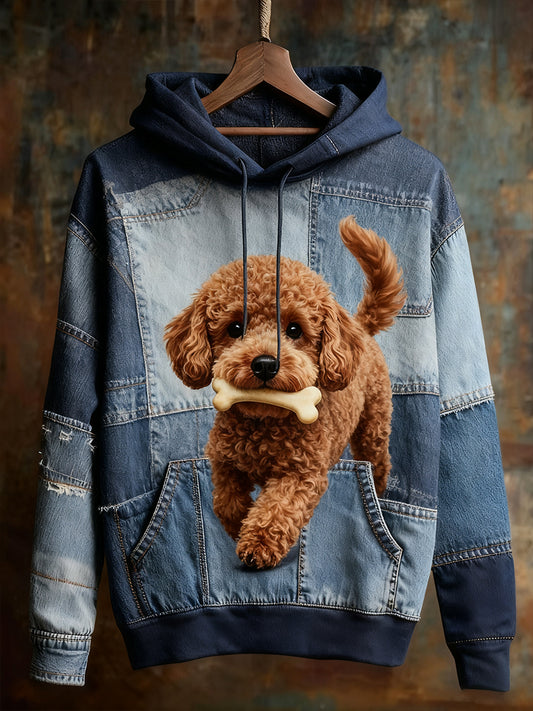 Унисекс животински изкуство печат случайни реколта качулка