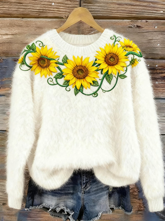 Дамски ретро коледа цветни изкуство печат удобен фланел суитчър