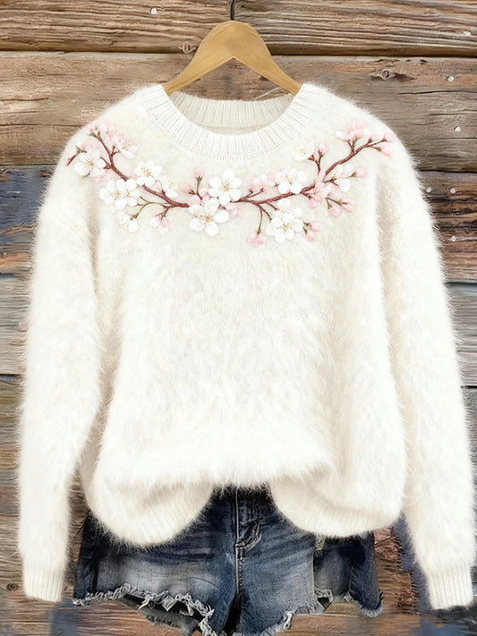 Дамски ретро коледа цветни изкуство печат удобен фланел суитчър