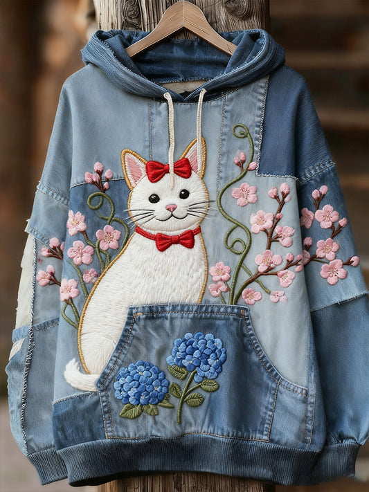 Унисекс животински изкуство печат случайни реколта качулка