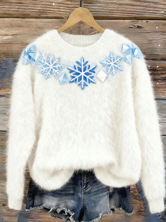 Дамски ретро коледа цветни изкуство печат удобен фланел суитчър