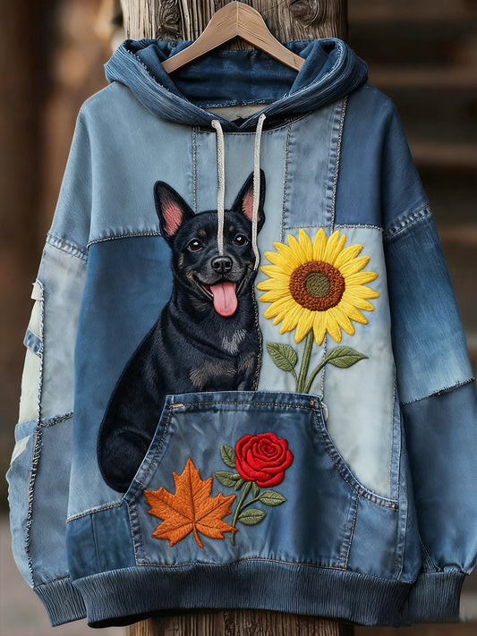 Унисекс животински изкуство печат случайни реколта качулка