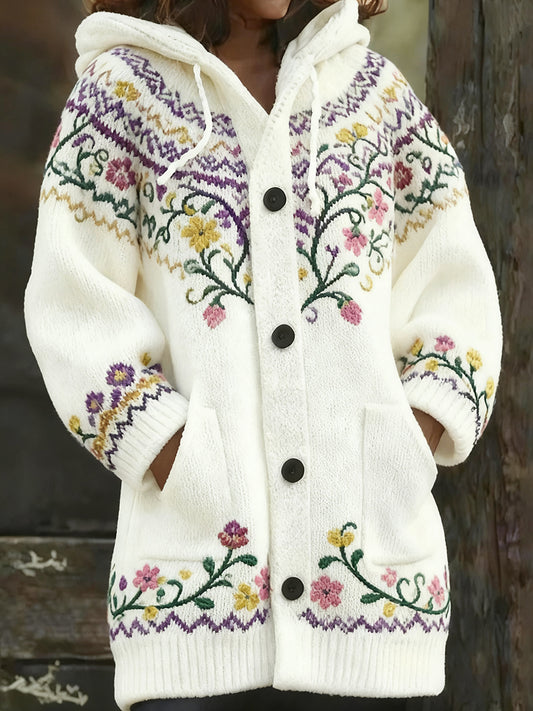 Дамски ретро коледа изкуство печат случайни midi качулка жар