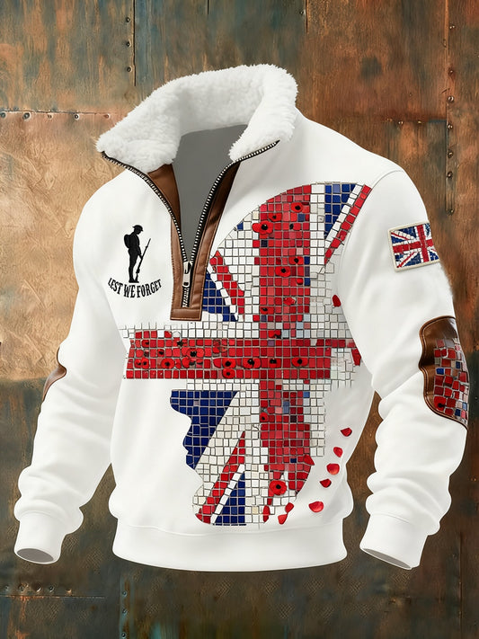 Мъжки ден на паметта "забрави ме-не" маково цвете козина яка суитчър