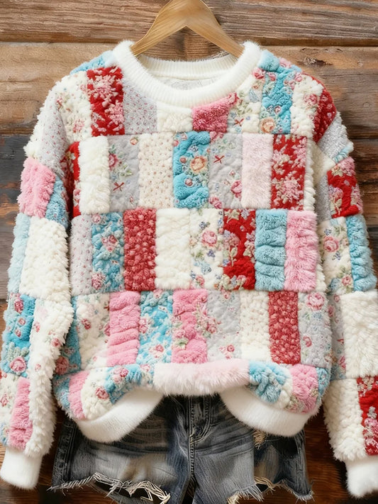 Жените ретро животно изкуство печат случайни фланел отгоре